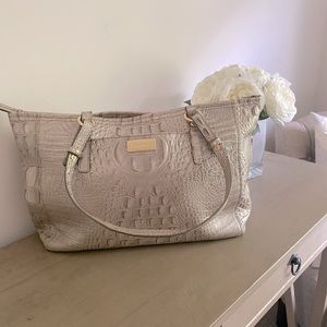 Brahmin medium Asher tote in silver grey color